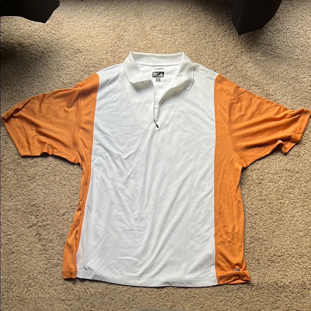 Adidas Men's White and Orange Polo Shirt